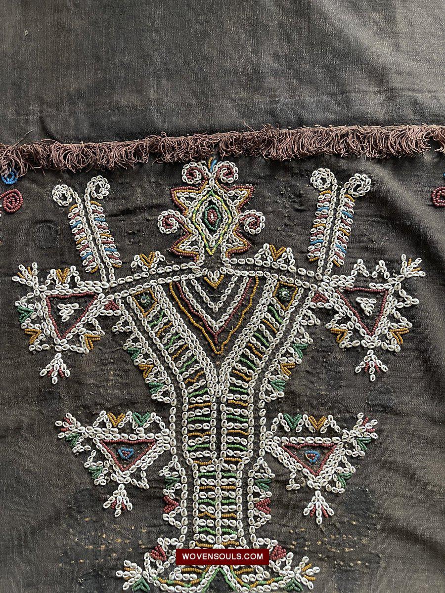 1507 Superb Old Sumba Ceremonial Weaving with Shells & Beads Lau Wuti Kau - Rare Stylised Motif-WOVENSOULS-Antique-Vintage-Textiles-Art-Decor