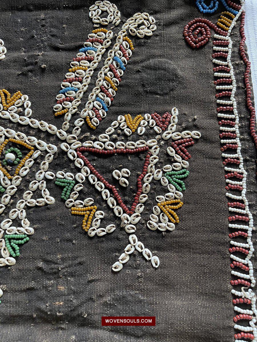 1507 Superb Old Sumba Ceremonial Weaving with Shells & Beads Lau Wuti Kau - Rare Stylised Motif-WOVENSOULS-Antique-Vintage-Textiles-Art-Decor