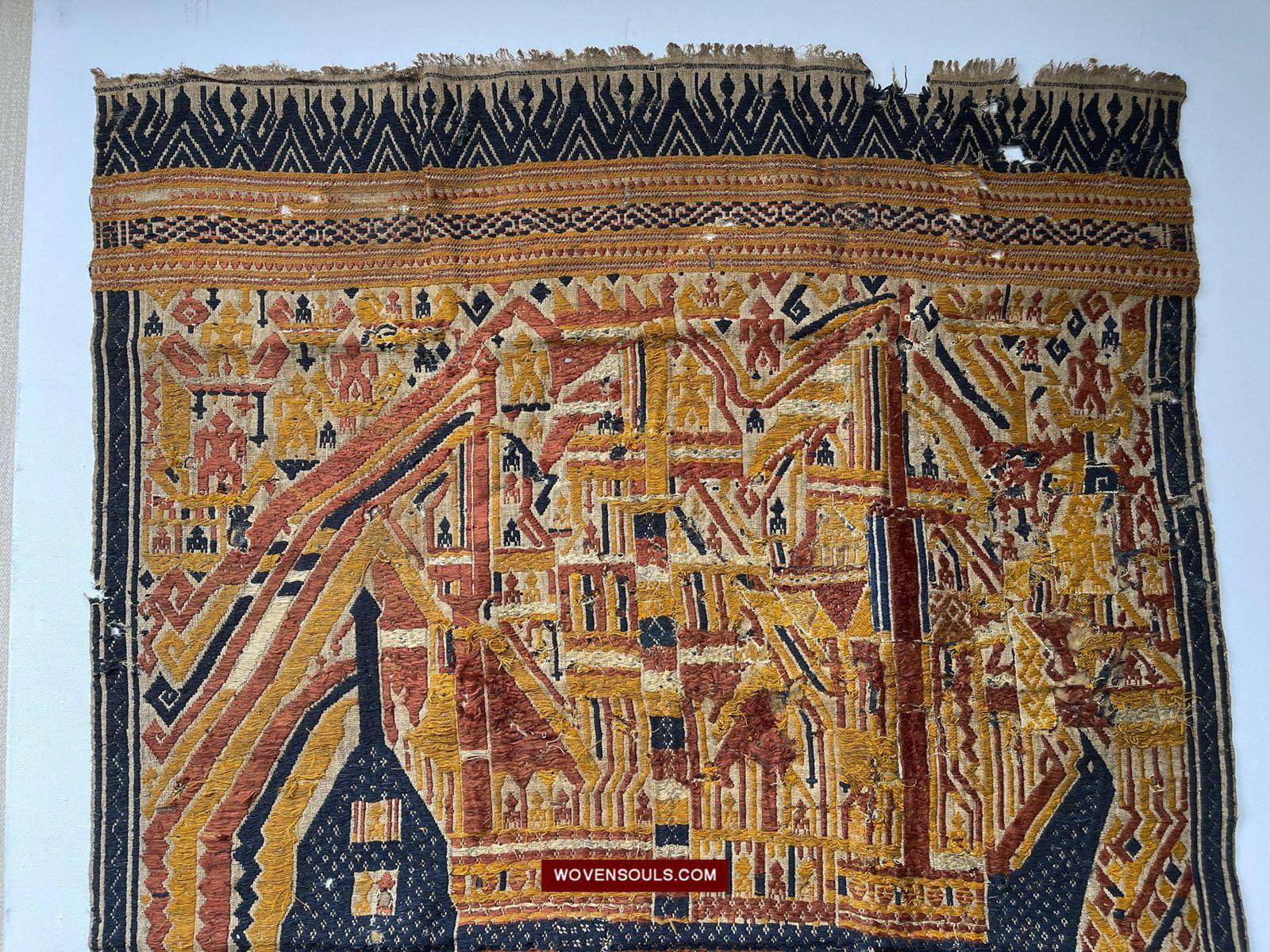 1508 Antique Tampan Ship Cloth with Gorgeous Colors and superb Story-WOVENSOULS-Antique-Vintage-Textiles-Art-Decor