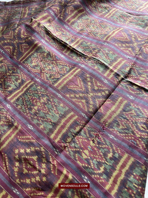 1511 Antique Cambodian Khmer Ikat Silk Sampot w Eight Motifs!-WOVENSOULS-Antique-Vintage-Textiles-Art-Decor