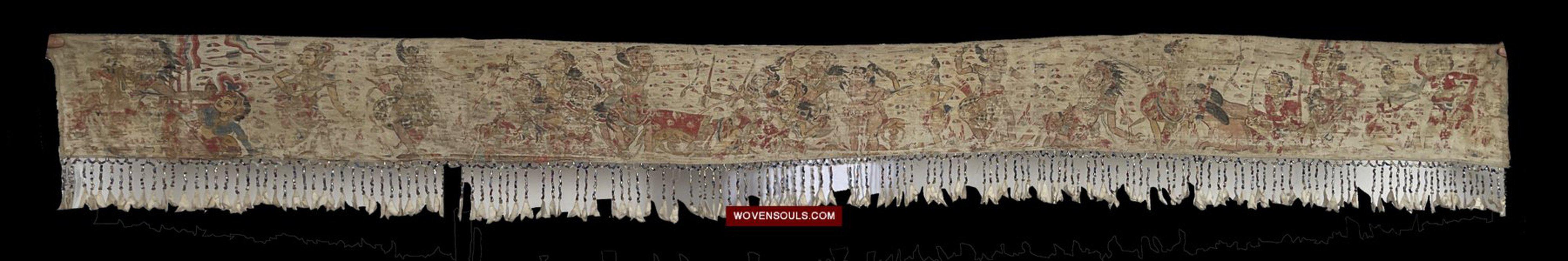 1514 Antique Tabanan Ider Ider Balinese Hindu Painting of Ramayan-WOVENSOULS-Antique-Vintage-Textiles-Art-Decor