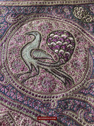 1515 Old Figurative Kashmir Silk Embroidered Amli Shawl-WOVENSOULS-Antique-Vintage-Textiles-Art-Decor