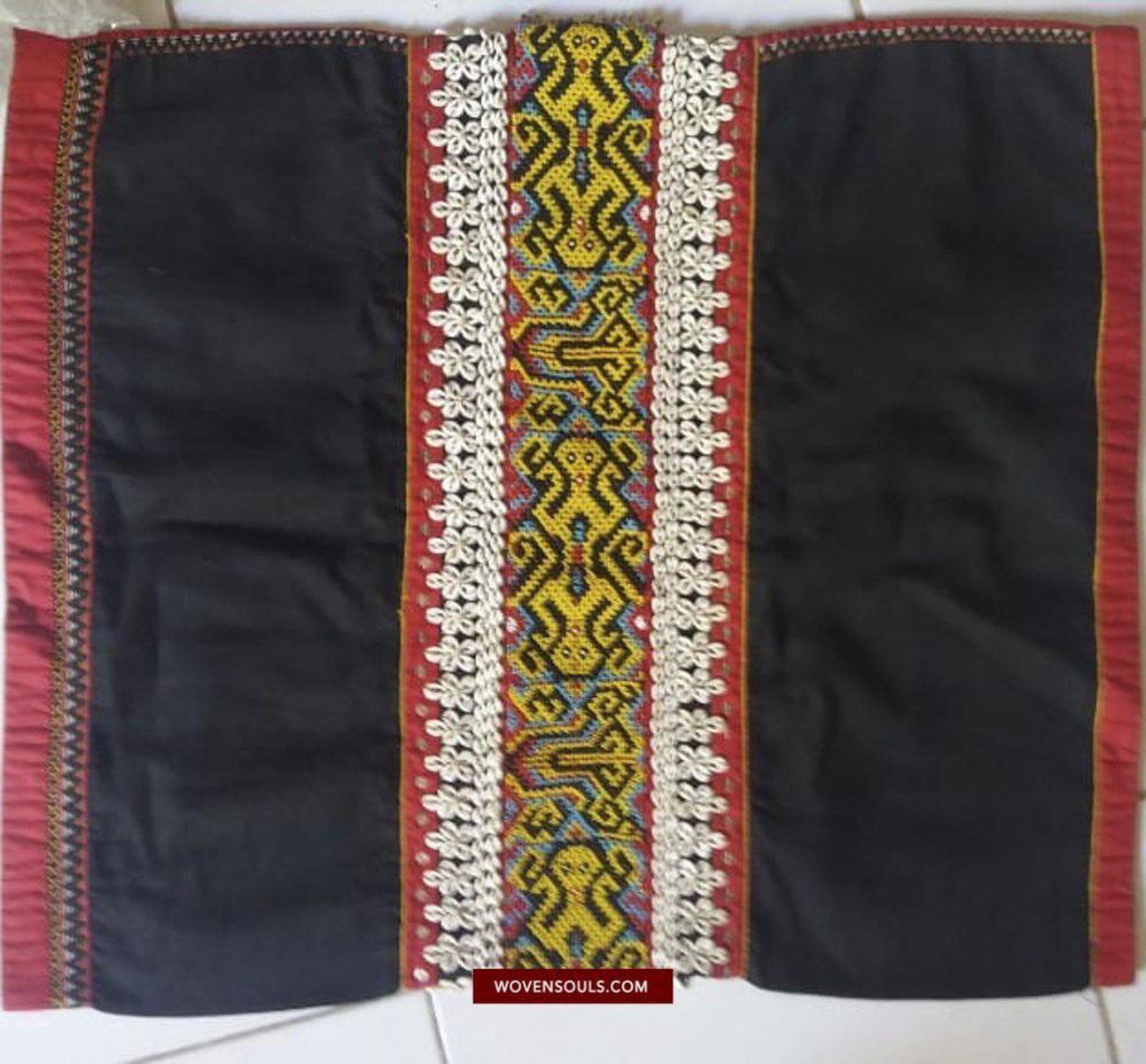 1521 Museum Quality Antique Iban Wedding Skirt Beaded Band Kain Lekok with Rare Motif-WOVENSOULS-Antique-Vintage-Textiles-Art-Decor