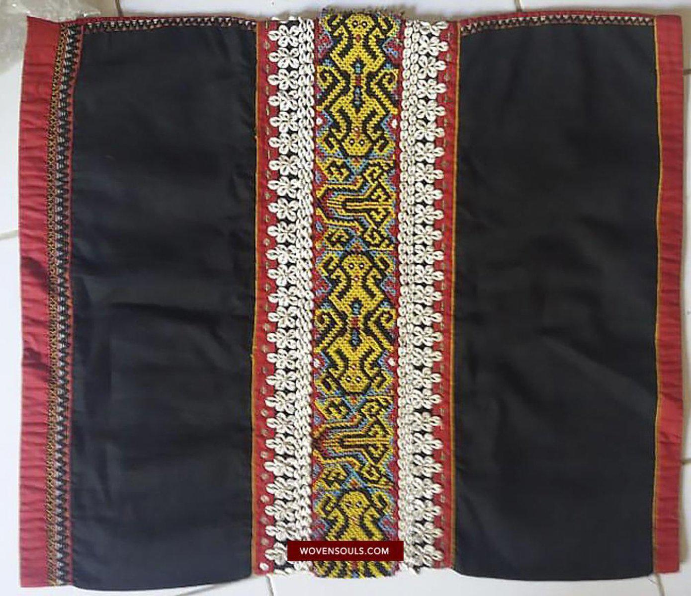 1521 Museum Quality Antique Iban Wedding Skirt Beaded Band Kain Lekok with Rare Motif-WOVENSOULS-Antique-Vintage-Textiles-Art-Decor