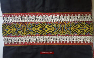 1521 Museum Quality Antique Iban Wedding Skirt Beaded Band Kain Lekok with Rare Motif-WOVENSOULS-Antique-Vintage-Textiles-Art-Decor