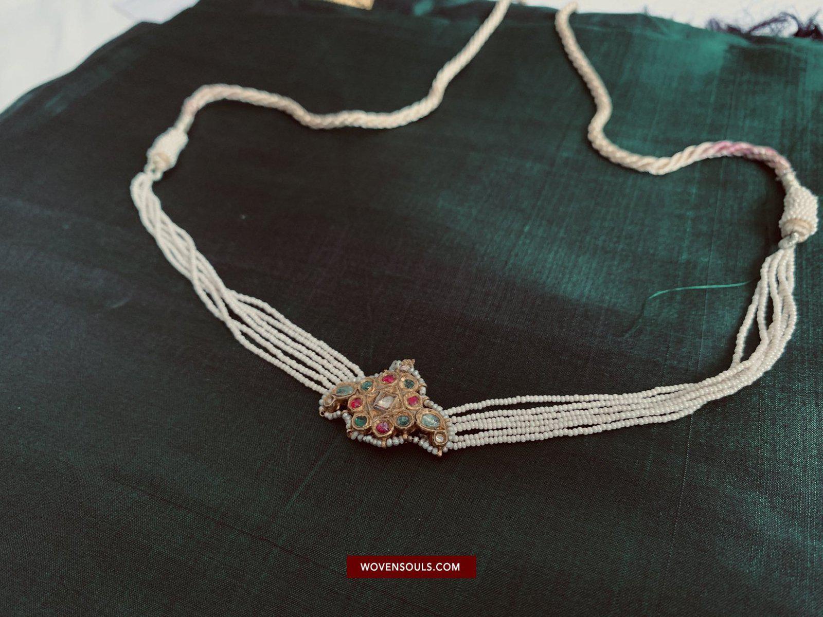 1522-A Old Gold Necklace Jewelry with Jadau-WOVENSOULS-Antique-Vintage-Textiles-Art-Decor