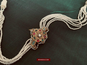 1522-A Old Gold Necklace Jewelry with Jadau-WOVENSOULS-Antique-Vintage-Textiles-Art-Decor