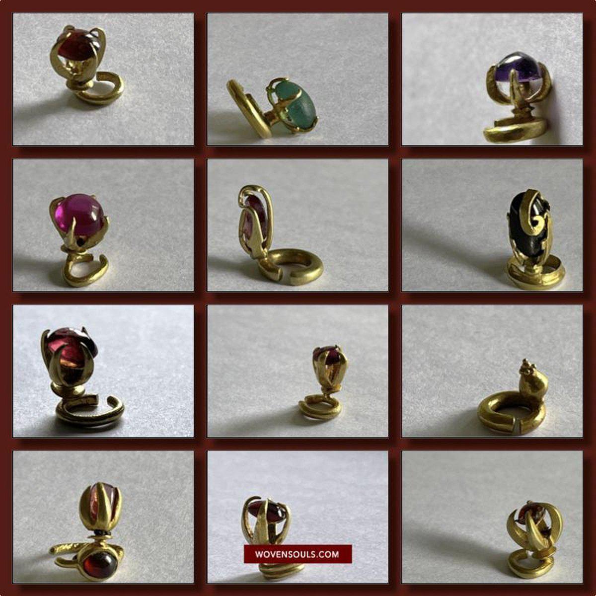 1522-B Set of Twelve Majapahit Prambanan Javanese Gold Rings-WOVENSOULS-Antique-Vintage-Textiles-Art-Decor