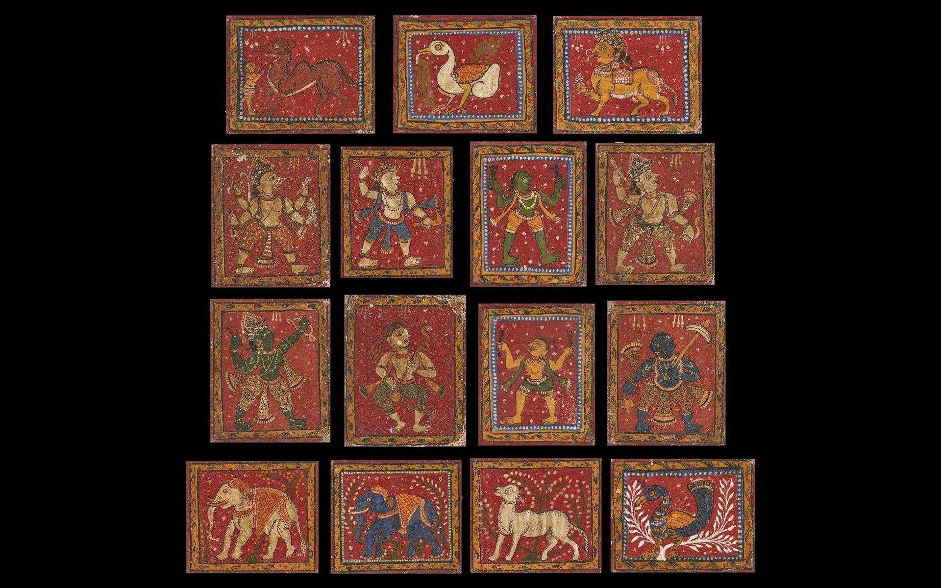 1523 Old Puri Patta Jatri Patti - Indian Art Painting - RARE SET OF 15-WOVENSOULS-Antique-Vintage-Textiles-Art-Decor