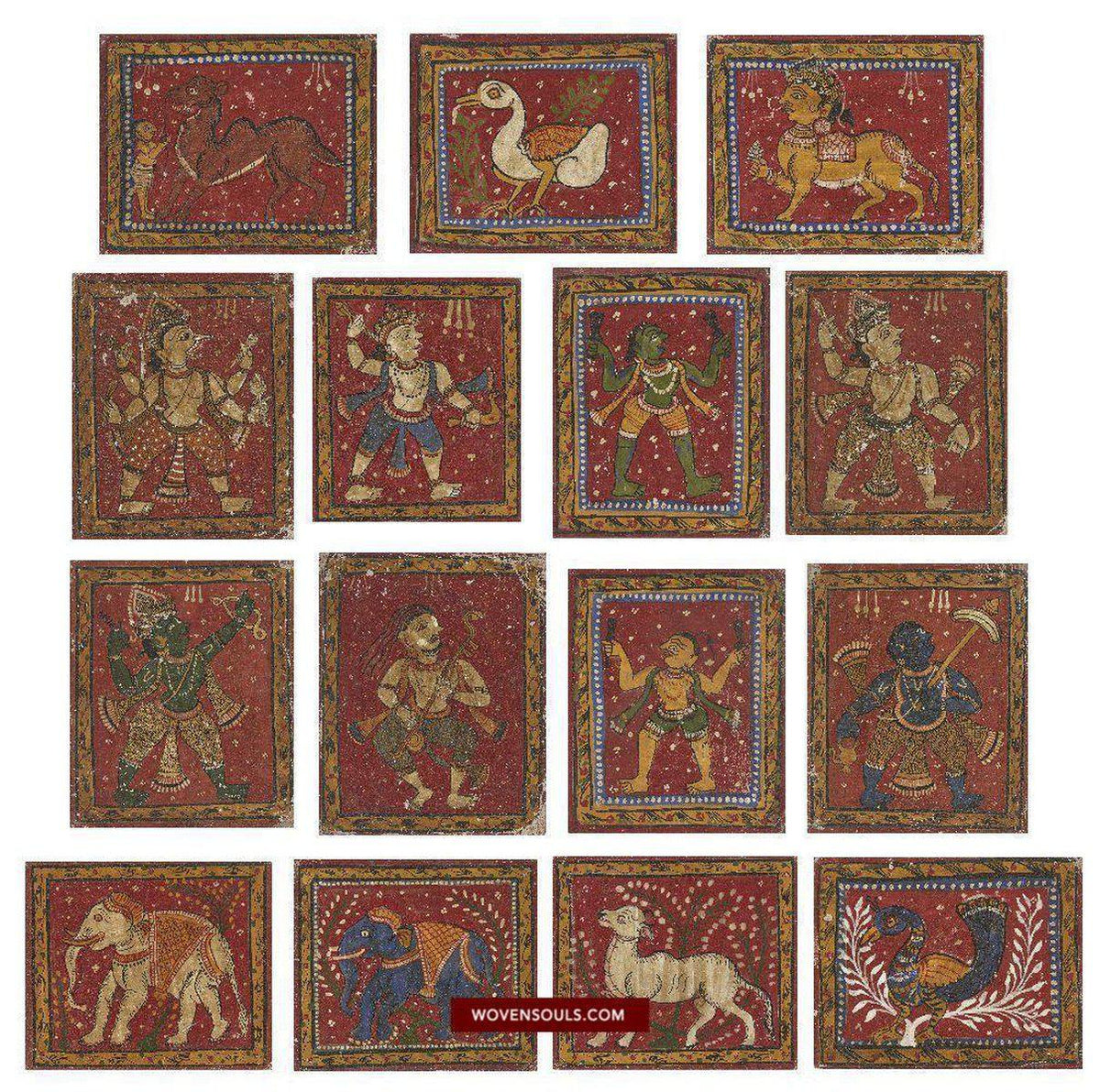 1523 old puri patta jatri patti indian art painting rare set of 15