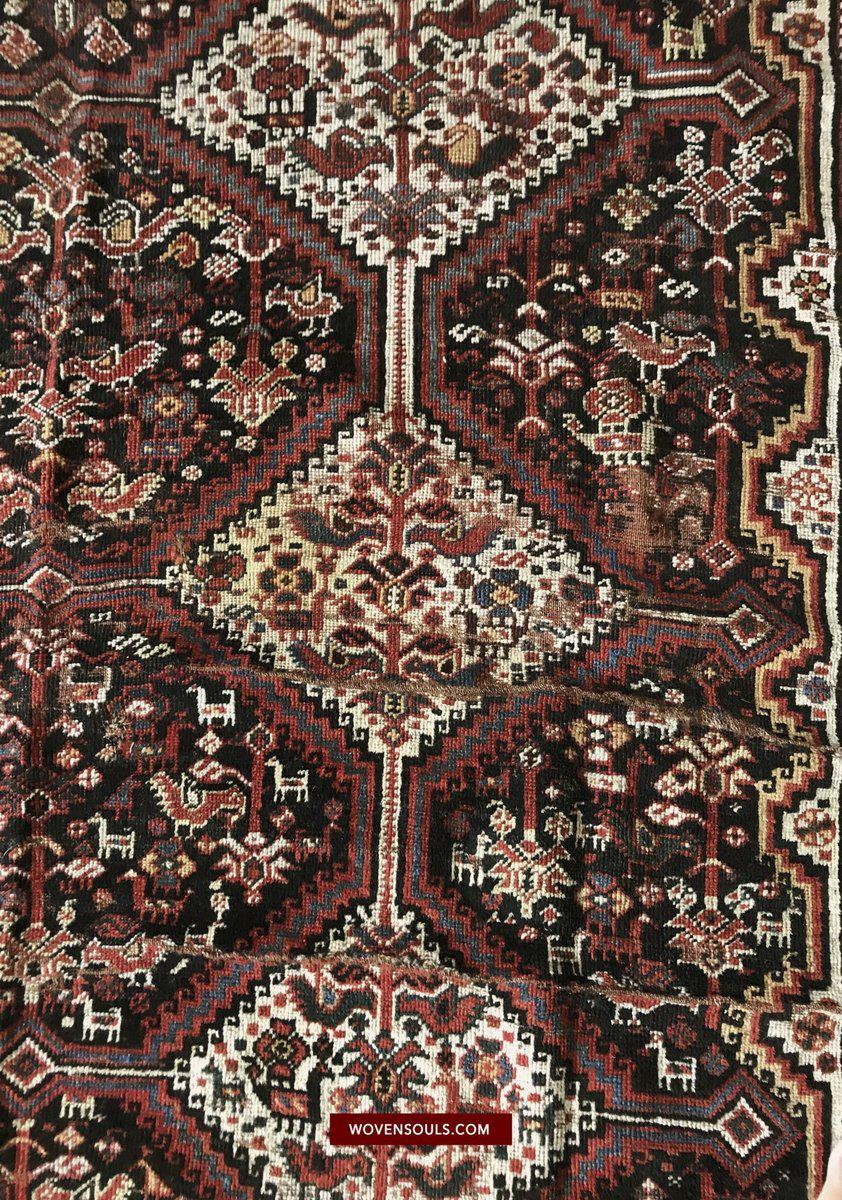 1526 Antique Khamse Bird Rug - WOVENSOULS Antique Textiles & Art ...