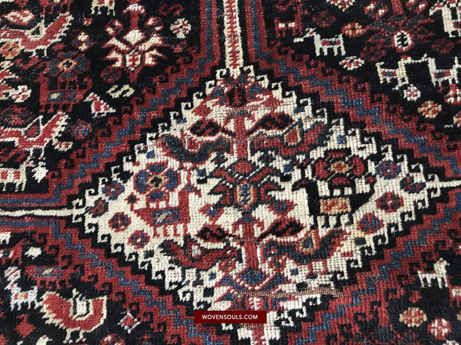 1526 Antique Khamse Bird Rug-WOVENSOULS-Antique-Vintage-Textiles-Art-Decor