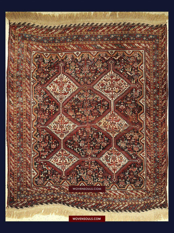 1526 Antique Khamse Bird Rug - WOVENSOULS Antique Textiles ...