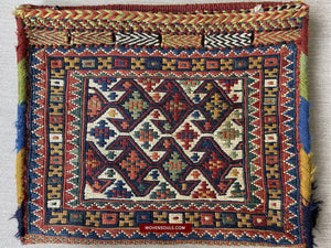1529 Old Soumac Double Saddle Bag Shahsavan Khorjin-WOVENSOULS-Antique-Vintage-Textiles-Art-Decor