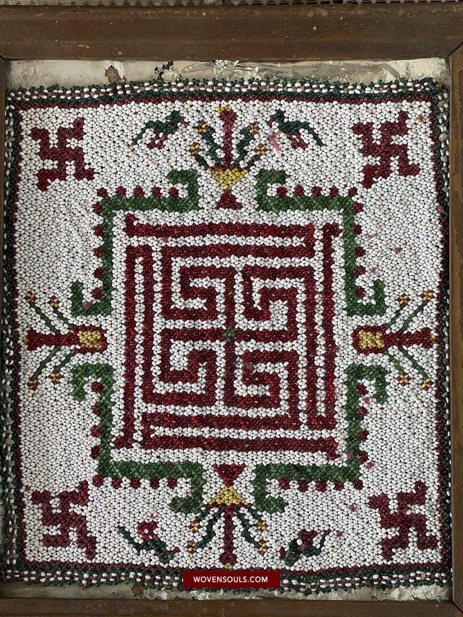 1537 Old Jain Ceremonial Saathiyo Indian Art Beadwork-WOVENSOULS-Antique-Vintage-Textiles-Art-Decor