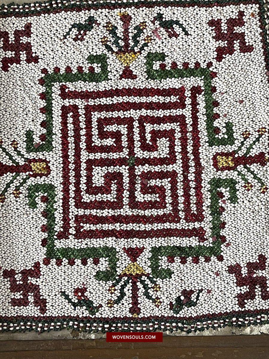 1537 Old Jain Ceremonial Saathiyo Indian Art Beadwork-WOVENSOULS-Antique-Vintage-Textiles-Art-Decor