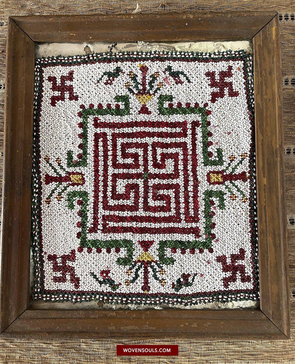 1537 Old Jain Ceremonial Saathiyo Indian Art Beadwork-WOVENSOULS-Antique-Vintage-Textiles-Art-Decor