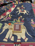 1541 Old Jain Pichvai Silk Mochi Embroidery Art - Lord Mahavir-WOVENSOULS-Antique-Vintage-Textiles-Art-Decor