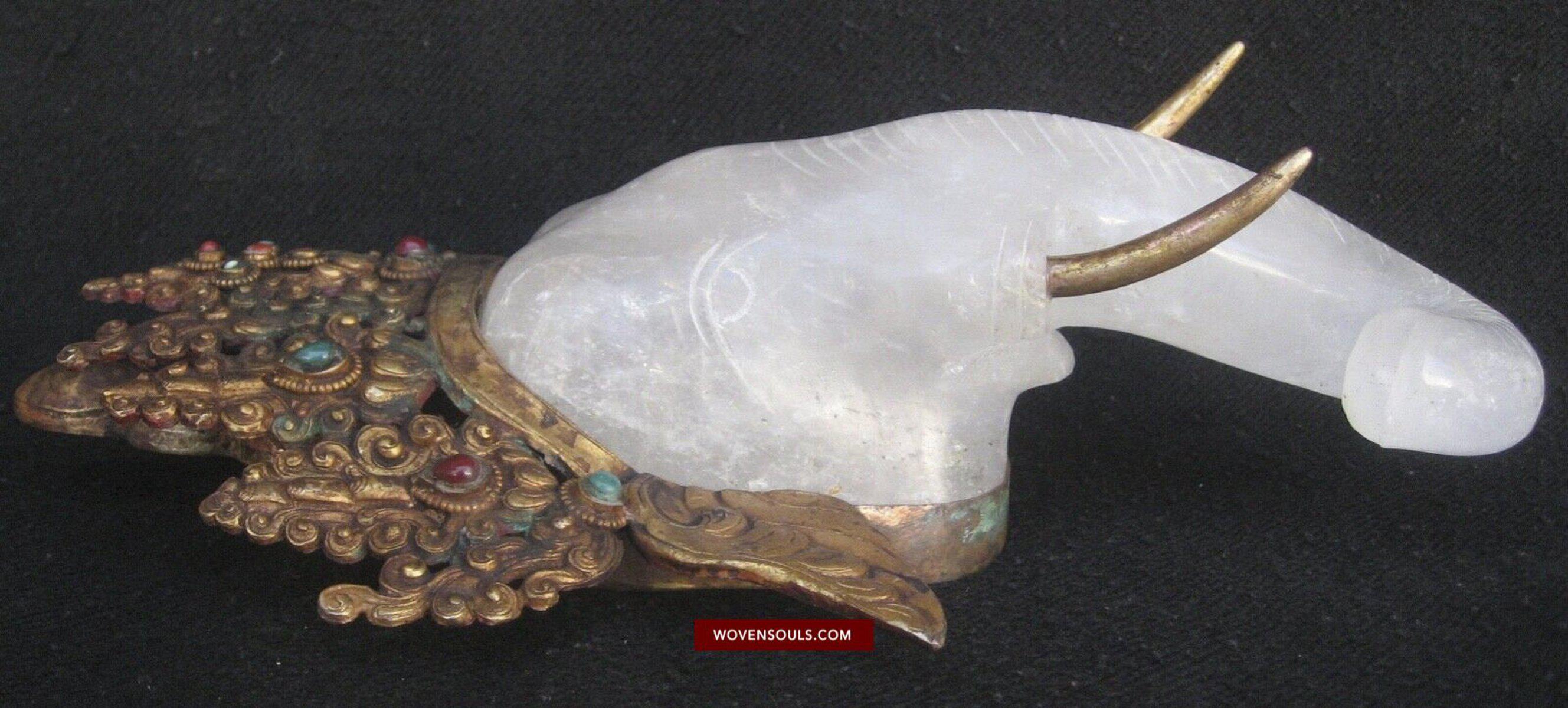 1544 Old Himalayan Crystal Elephant Godhead Ganesh TSOG DAK-WOVENSOULS-Antique-Vintage-Textiles-Art-Decor