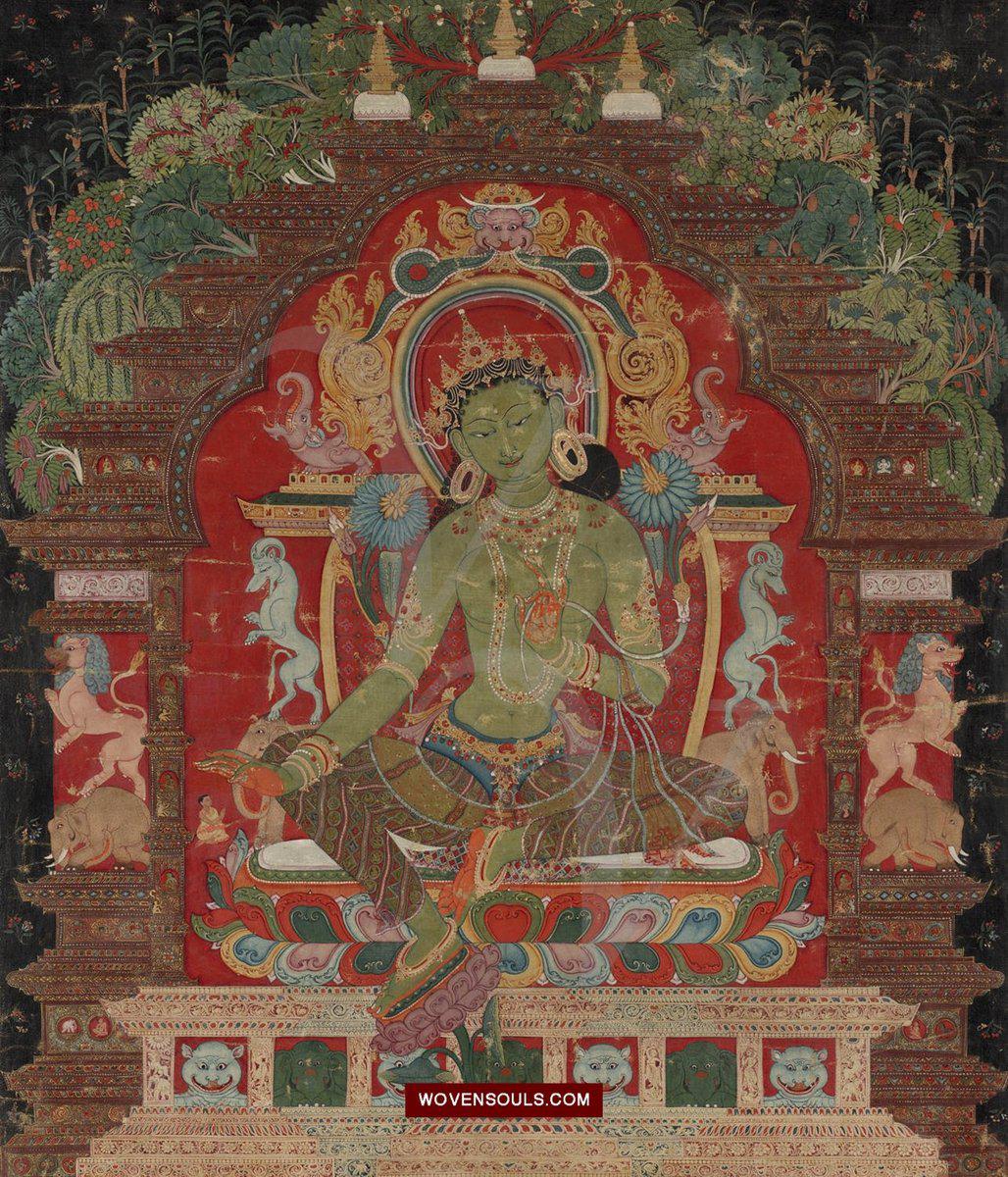 1546 Print of Antique Himalayan Art Thangka Green Tara - Antique ...