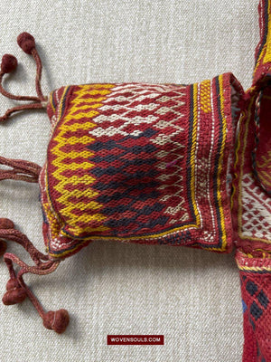 1549 Vintage Banjara Hanging Pouch - unusual format-WOVENSOULS-Antique-Vintage-Textiles-Art-Decor