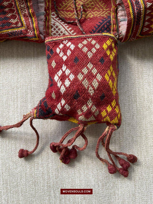 1549 Vintage Banjara Hanging Pouch - unusual format-WOVENSOULS-Antique-Vintage-Textiles-Art-Decor
