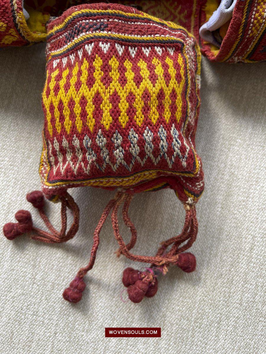 1549 Vintage Banjara Hanging Pouch - unusual format-WOVENSOULS-Antique-Vintage-Textiles-Art-Decor