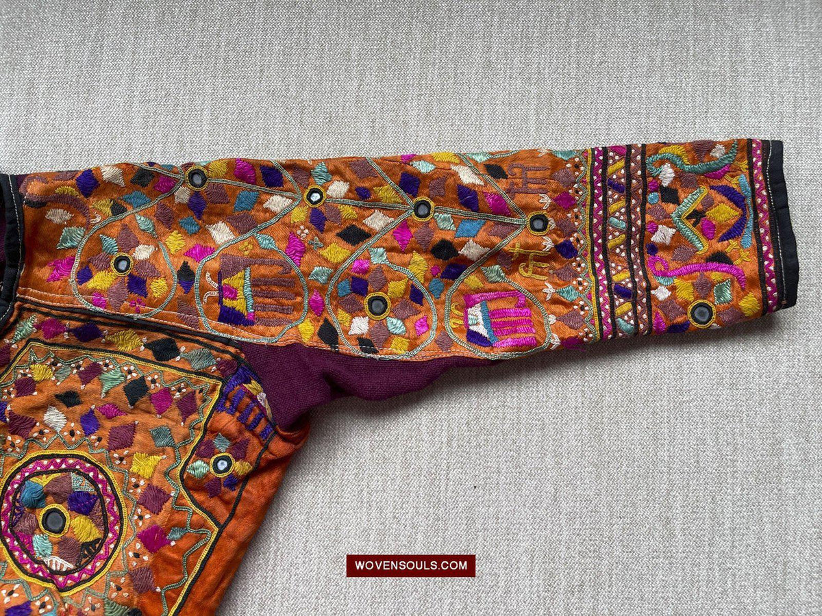 Megastores  Kala Raksha Cotton 8 x 85 inches Maroon Hand Embroidery Sling  Bag with Rabari work