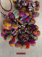 1556 Gorgeous Vintage Beaded Camel Wool Tassels-WOVENSOULS-Antique-Vintage-Textiles-Art-Decor