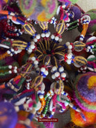 1556 Gorgeous Vintage Beaded Camel Wool Tassels-WOVENSOULS-Antique-Vintage-Textiles-Art-Decor