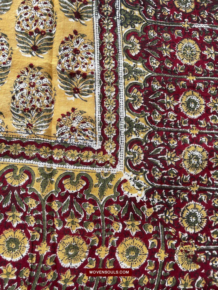 1559 Beautiful Soft Mulmul Scarf with Hand Block Printing - Indian Textile Art-WOVENSOULS-Antique-Vintage-Textiles-Art-Decor