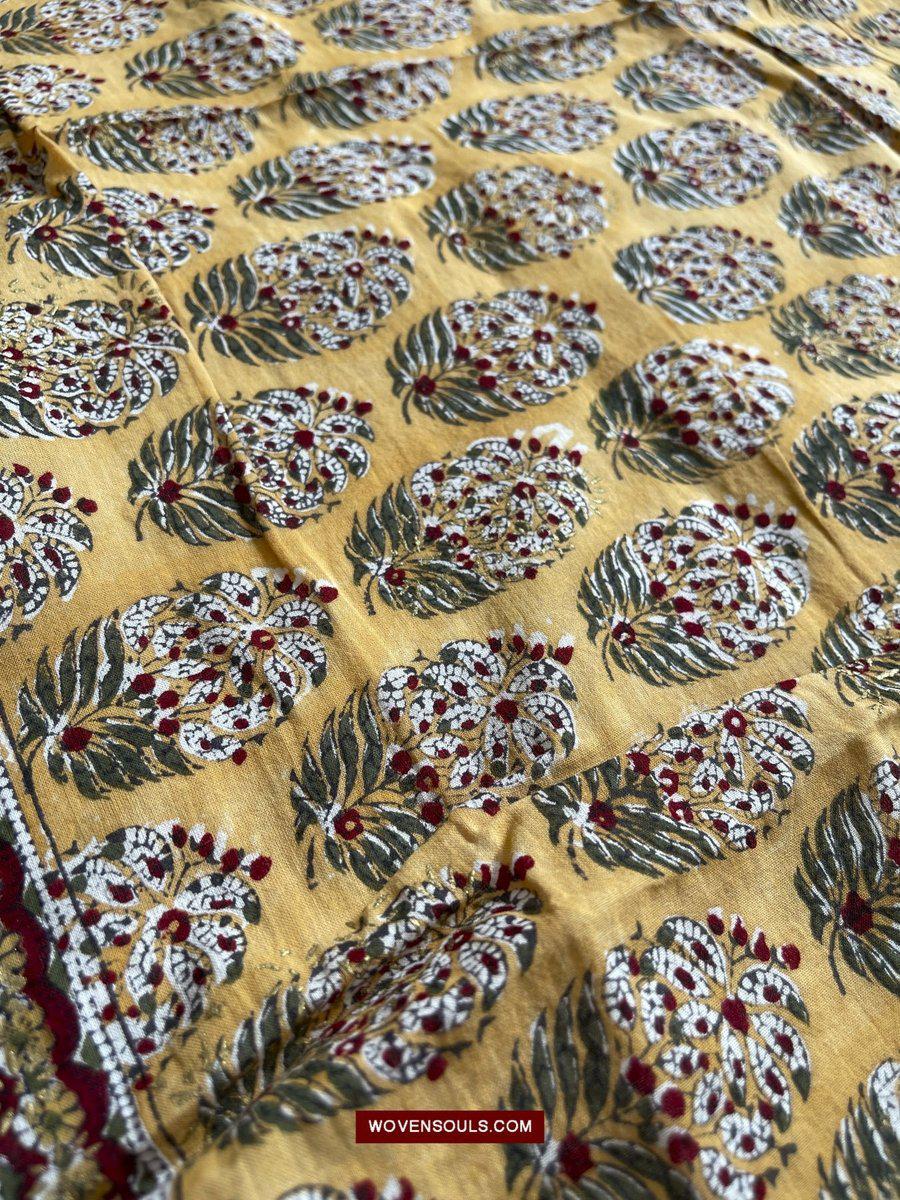 1559 Beautiful Soft Mulmul Scarf with Hand Block Printing - Indian Textile Art-WOVENSOULS-Antique-Vintage-Textiles-Art-Decor