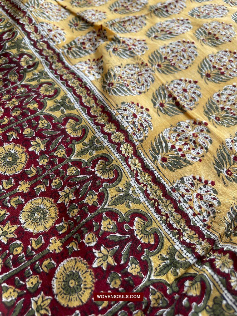 1559 Beautiful Soft Mulmul Scarf with Hand Block Printing - Indian Textile Art-WOVENSOULS-Antique-Vintage-Textiles-Art-Decor