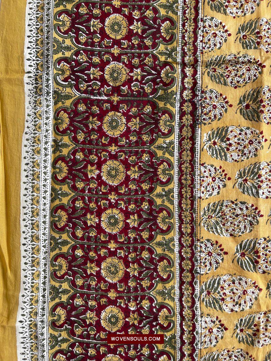 1559 Beautiful Soft Mulmul Scarf with Hand Block Printing - Indian Textile Art-WOVENSOULS-Antique-Vintage-Textiles-Art-Decor