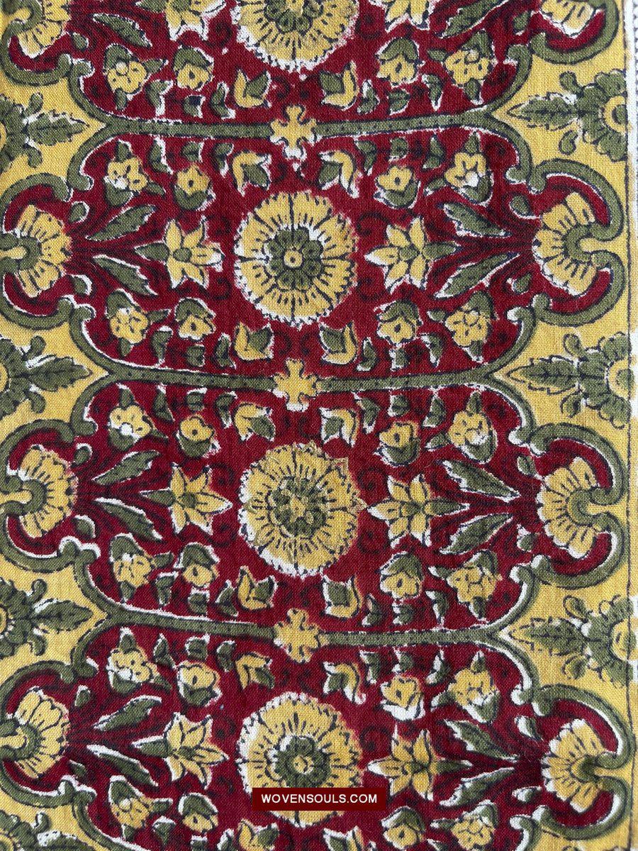 1559 Beautiful Soft Mulmul Scarf with Hand Block Printing - Indian Textile Art-WOVENSOULS-Antique-Vintage-Textiles-Art-Decor