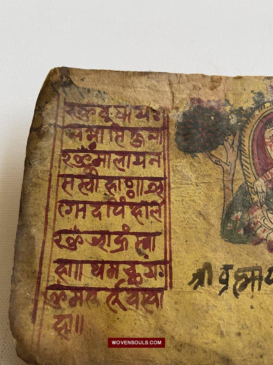 1560 Ancient Nepal Hindu Manuscript Scroll W Paintings / Nag Devi-WOVENSOULS-Antique-Vintage-Textiles-Art-Decor