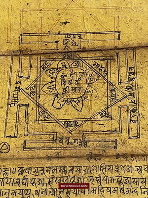 1560 Ancient Nepal Hindu Manuscript Scroll W Paintings / Nag Devi-WOVENSOULS-Antique-Vintage-Textiles-Art-Decor