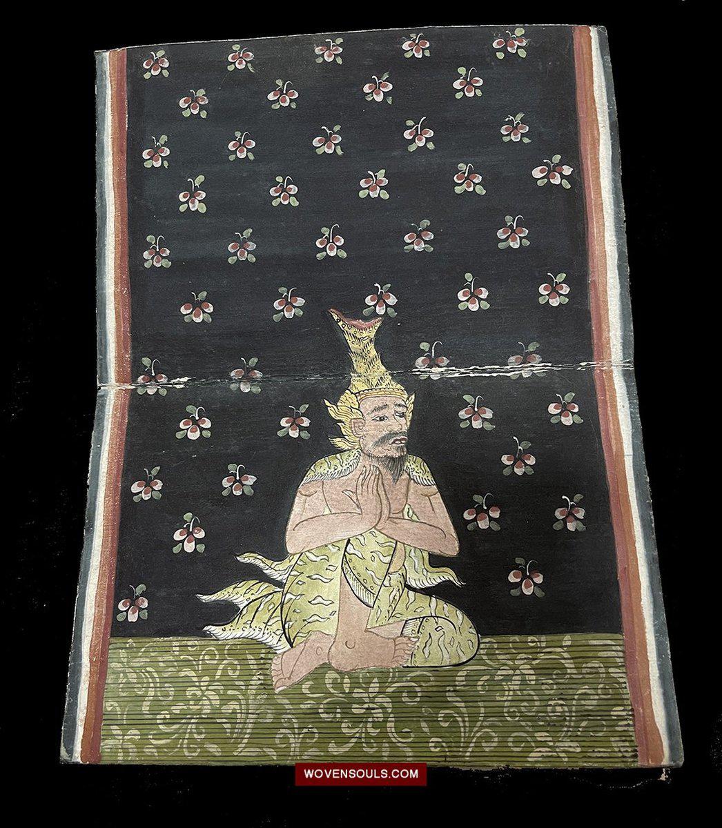 1563 LOT of 10 Paintings from Antique Phra Malai Manuscripts-WOVENSOULS-Antique-Vintage-Textiles-Art-Decor