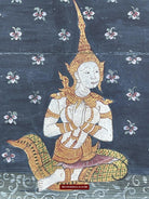 1564 SOLD LOT of 4 Paintings from Antique Phra Malai Manuscripts-WOVENSOULS-Antique-Vintage-Textiles-Art-Decor