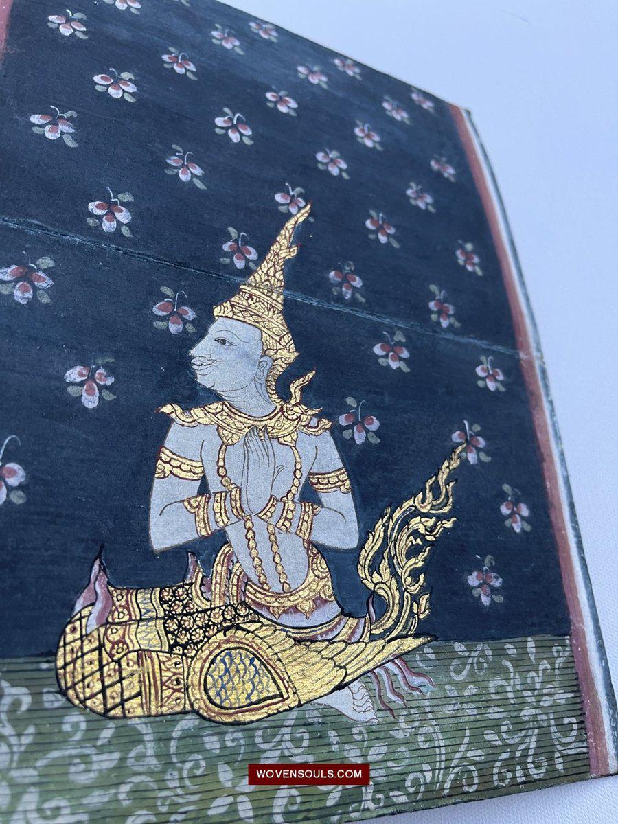 1564 SOLD LOT of 4 Paintings from Antique Phra Malai Manuscripts-WOVENSOULS-Antique-Vintage-Textiles-Art-Decor