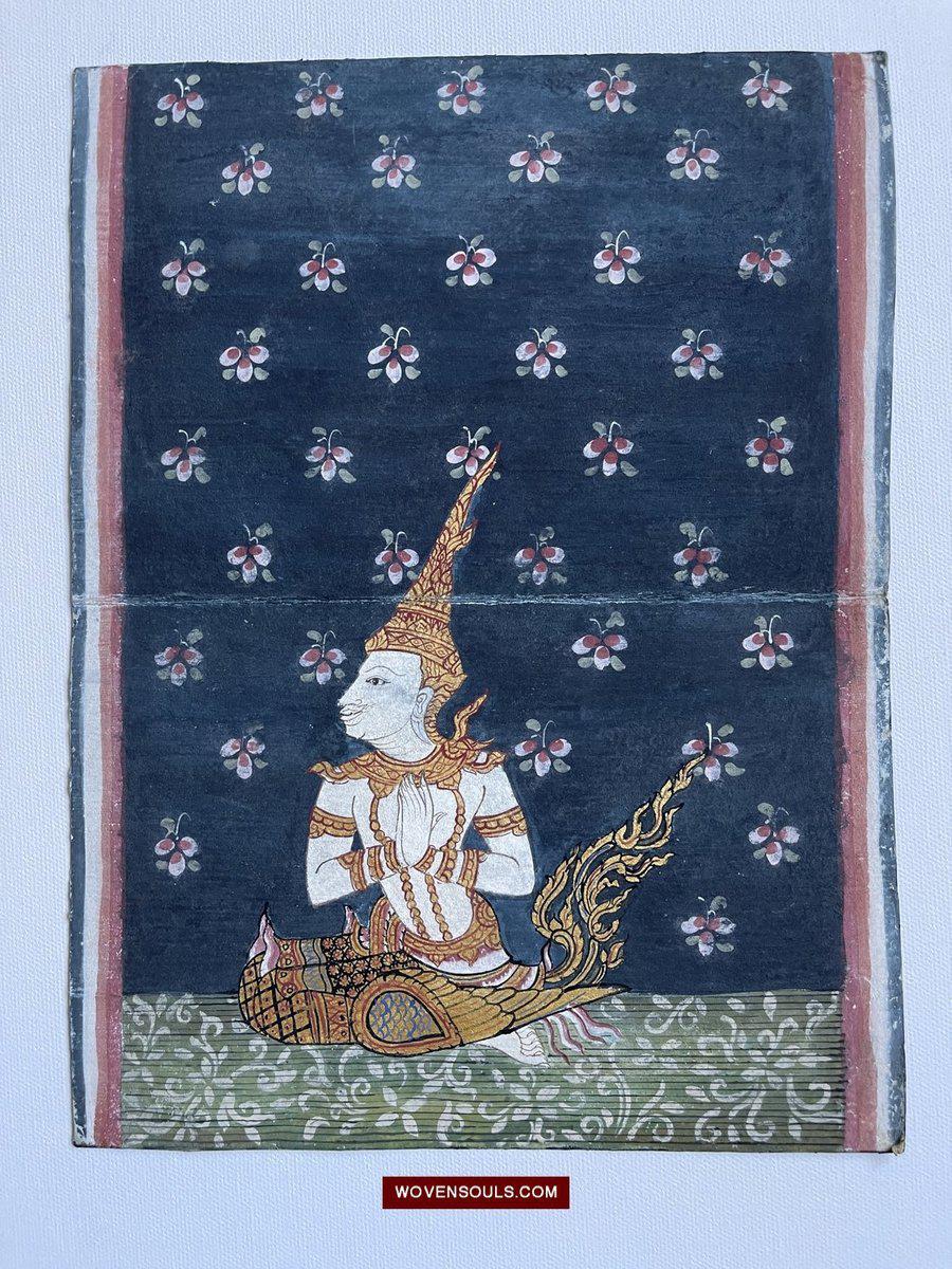 1564 SOLD LOT of 4 Paintings from Antique Phra Malai Manuscripts-WOVENSOULS-Antique-Vintage-Textiles-Art-Decor