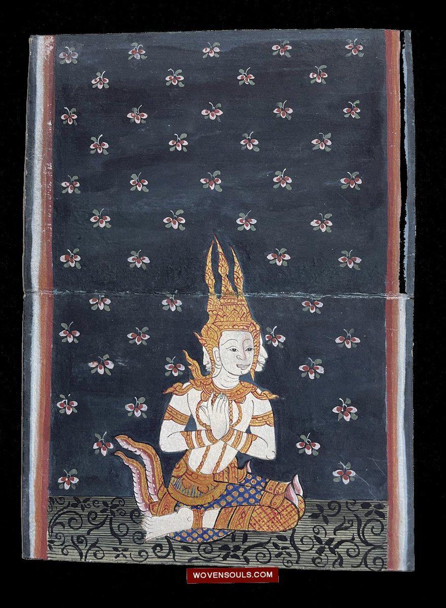 1564 SOLD LOT of 4 Paintings from Antique Phra Malai Manuscripts-WOVENSOULS-Antique-Vintage-Textiles-Art-Decor