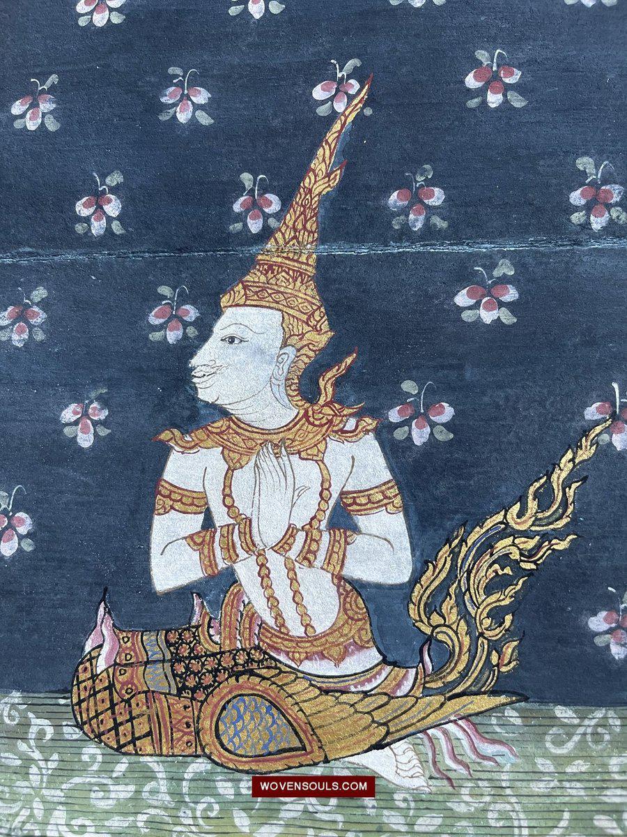 1564 SOLD LOT of 4 Paintings from Antique Phra Malai Manuscripts-WOVENSOULS-Antique-Vintage-Textiles-Art-Decor