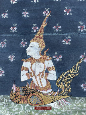 1564 SOLD LOT of 4 Paintings from Antique Phra Malai Manuscripts-WOVENSOULS-Antique-Vintage-Textiles-Art-Decor