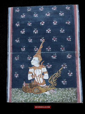 1564 SOLD LOT of 4 Paintings from Antique Phra Malai Manuscripts-WOVENSOULS-Antique-Vintage-Textiles-Art-Decor