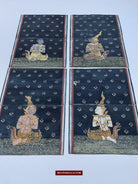 1565 LOT of 4 Paintings from Antique Phra Malai Manuscripts-WOVENSOULS-Antique-Vintage-Textiles-Art-Decor