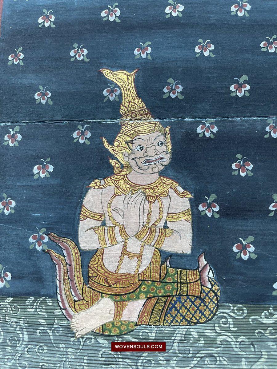 1565 LOT of 4 Paintings from Antique Phra Malai Manuscripts-WOVENSOULS-Antique-Vintage-Textiles-Art-Decor