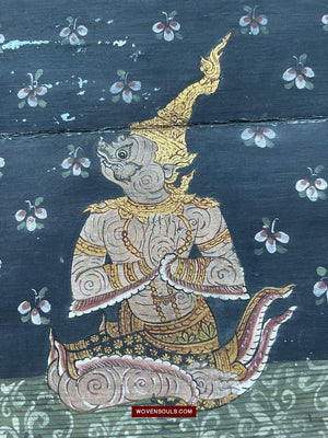 1565 LOT of 4 Paintings from Antique Phra Malai Manuscripts-WOVENSOULS-Antique-Vintage-Textiles-Art-Decor