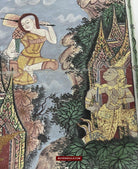 1566 LOT of 3 Paintings with Important Monk Scenes from Antique Phra Malai Manuscripts-WOVENSOULS-Antique-Vintage-Textiles-Art-Decor