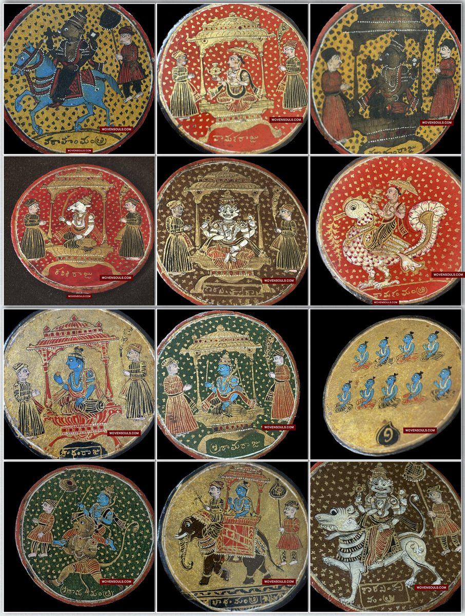 1567 Framed Old Painted Ganjifa Playing Cards - Old 1567 Framed Old Painted Ganjifa Playing Cards - Old